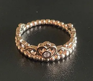 Rose Gold Heart Crown Ring Size 6 thumbnail 2