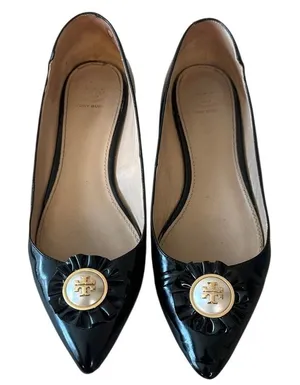 Tory Burch Melody‎ Pointed Toe Patent Flats Black 8 thumbnail 1