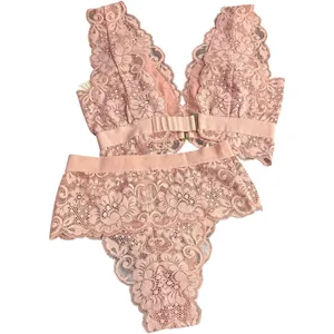 Free People x‎ We Are HAH Got Ur Back Lace Bra & Panty Set Copper Rose Sz XS New thumbnail 4