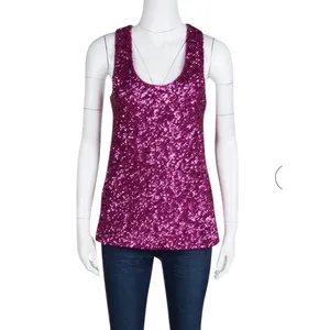 Alice + Olivia Pink Sequined Tank Top Size Medium All Over Sequin Glam thumbnail 2