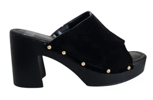 Rag & Co. Black Faux Suede Platform Mules Size 9.5 thumbnail 1