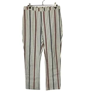 Free People‎ Mod Blue & Red Stripe Linen Crop Pants 2 thumbnail 3