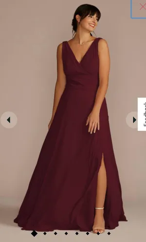 David's Bridal Wine Bridesmaid Dress thumbnail 3