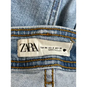 Zara Women's Blue High Rise Wide Leg Palazzo Baggy Raw Hem Denim Jeans Size 4 thumbnail 6