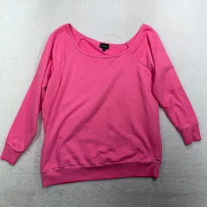 Torrid 00 US M Medium Callie Off Shoulder Sweatshirt Hot Pink Raglan Long Sleeve thumbnail 3