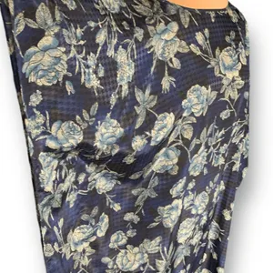 Vintage California Dynasty Blue Floral Caftan‎ Dress Boho Midi Resort Lounge thumbnail 6