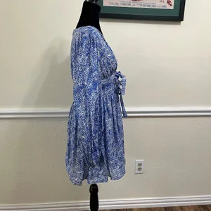 Amanda Uprichard Morello Dress In Chalet Blue Printed Long Sleeve Size M thumbnail 3