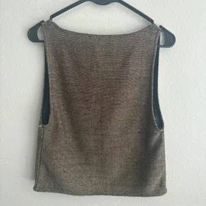 Zara Bronze Metallic Knit Sleeveless Scoop Neck Cropped Tank Top Large thumbnail 8