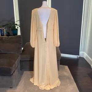 Women’s Full Length Chiffon V-Neck Zip Up Back Formal Dress Leg Split Size 14 thumbnail 6