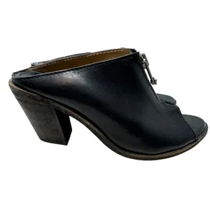 Frye Izzy Zip Moto Mule Heels Leather Open Toe Black‎ Size US 9.5 thumbnail 8