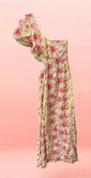 Women's Hello Molly One Shoulder Dress S Yellow Pink Floral thumbnail 1