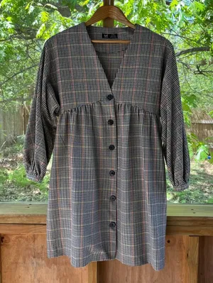Zara Women's Plaid Button Front Mini Dress Size M thumbnail 1
