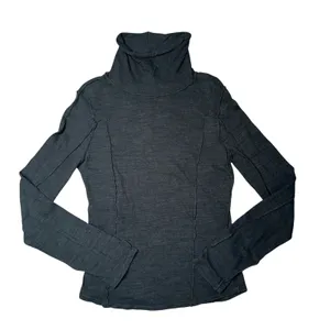 Free People We The Free Turtleneck Women Large Black Excellent Raw Seam thumbnail 1