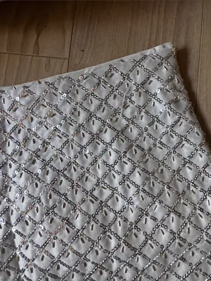 Divided Beaded Ivory Mini Skirt thumbnail 2