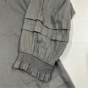 Faherty Button Shirt Top Willa Ruffle Gray Blouse Organic Cotton Size XL NWT NEW thumbnail 7