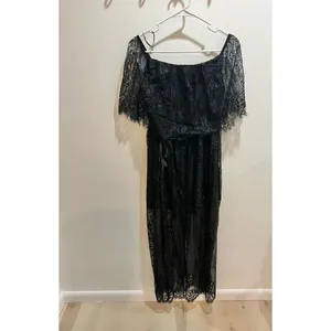 HYFVE NEW Women Black Large Off the Shoulder Lace Dress Whimsigoth Coquette Chic thumbnail 7