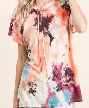 BiBi Tie‎ Dye Terry Hoodie With Drawstring Size L thumbnail 1