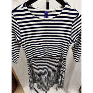 Seraphine Navy/White Striped Maternity and Nursing A-Line Soft Jersey Dress Sz 6 thumbnail 4