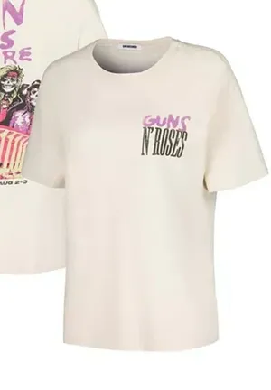 Daydreamer Guns N' Roses Was Here Boyfriend T-Shirt Size M Cream thumbnail 1