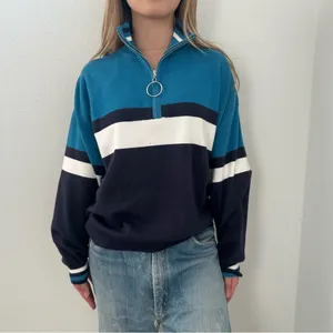 Urban Outfitters Blue Navy White Striped Quarter Zip thumbnail 2