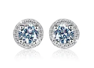 CZ cubic zirconia stud earrings for men women thumbnail 1