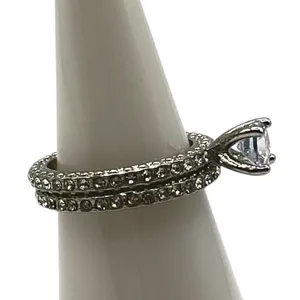 Cubic Zirconia Double Band Engagement Style Promise‎ Ring Size 6.5 Bling Sparkle thumbnail 4