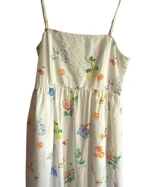 Rachel Zoe Ivory Beach Print Maxi Dress Size 2 Smocked Back NWOT thumbnail 1