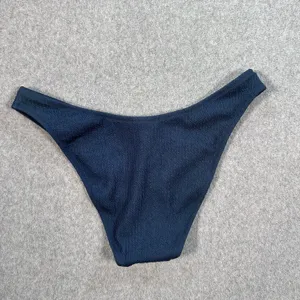 J.Crew Textured Curved Waist Cheeky Bikini Swim Bottom Size Large Blue BC050 New thumbnail 8