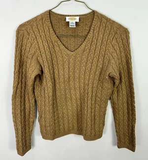 Talbots Cableknit Sweater Womens Small Brown Fisherman Quiet Luxury Old‎ Money thumbnail 1