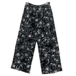 Vtg Softwear by Mark Singer Pants Women L Black Floral Wide Leg Cropped USA Y2K thumbnail 3