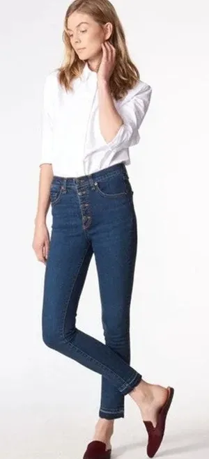 Veronica Beard Debbie Skinny Jeans Raw Hem Ankle Crop‎ Vintage Women 30 thumbnail 1