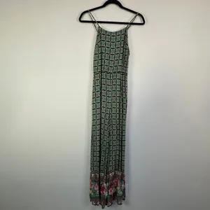 Farm Rio Green Floral Print Honolulu Wide Leg Pant Jumpsuit XS Anthropologie thumbnail 2