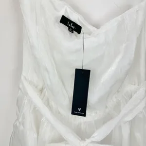 Lulus Sweetest Success White Organza Tiered One-Shoulder Midi Dress Medium NWT thumbnail 7