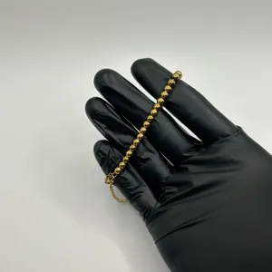 Goldie 18K Solid Yellow Gold Plated Beaded Bracelet Women High Quality 7"-8" Adjustable thumbnail 2