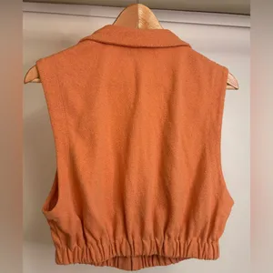 Free People x Revolve Ace top in Peach Pit Cropped with collar Terrycloth sz Med thumbnail 3