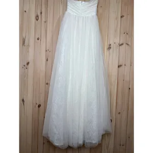 Lulus Blissful Forever White Tulle Lace Strapless Pleated Wedding Dress Small thumbnail 6