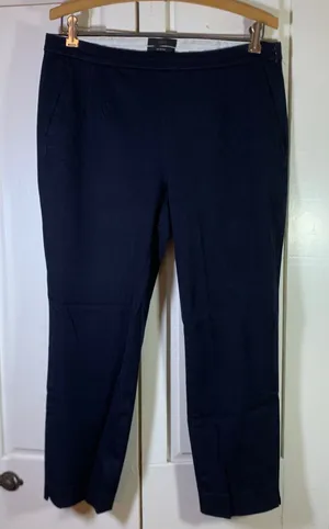J Crew Martie Slim Cropped Pants Navy‎ Side Zip B8521 Womens 10 Office Preppy thumbnail 1