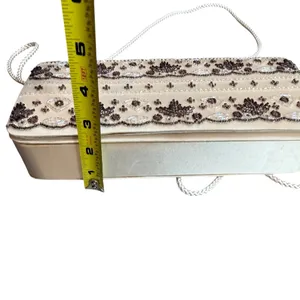 Vintage La Regale Beaded Satin Evening Bag Cream Brown Artsy‎ Fairycore Ethereal thumbnail 10