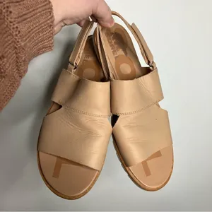 Sorel Ella ll sling‎ back sandals tan leather size 8 thumbnail 5
