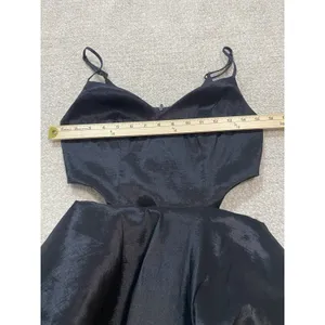 Windsor Black Satin Fit-and-Flare Spaghetti Strap Cutout Dress Size 5/6 thumbnail 9