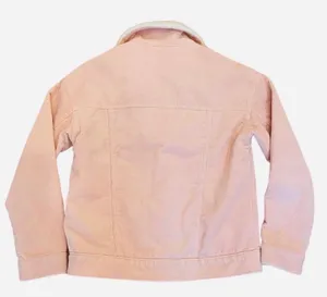 PacSun Pink Corduroy Sherpa Lined Trucker Jacket Faux Fur Oversized XS S thumbnail 3