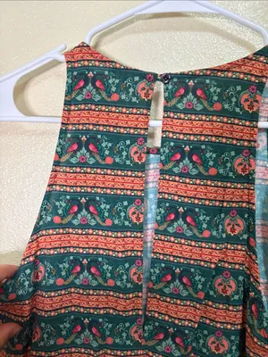 FARM Rio Green Tank Top with Coral and Pink Stripe Print Size S thumbnail 6