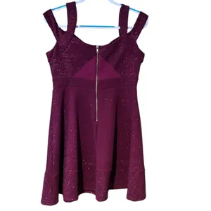 Honey and Rosie VTG Formal Short Dress Burgundy Bling SZ LG Mesh Y2K Baby Doll thumbnail 6