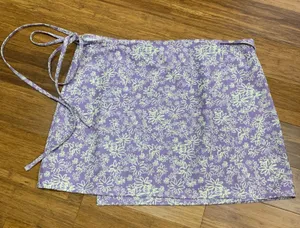 Topshop Purple Floral Print Tie Wrap Mini Skirt Size Medium Swim‎ Coverup Summer thumbnail 1