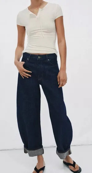 ZARA Wide-Leg Dark Blue Women’s Jeans thumbnail 1
