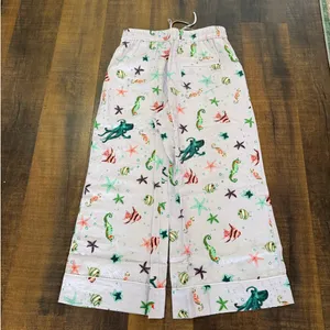NWT Hill House Sea Creatures Linen Wide Leg Pants Women’s Size L thumbnail 6