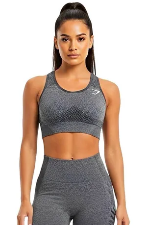 Gymshark Womens Sports Bra Activewear Sz XS Crop Top Logo Workout Gray Stretch thumbnail 1