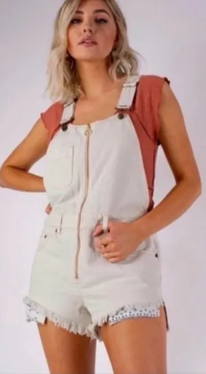 FREE PEOPLE Sunkissed Shortall Denim Jean Overalls Size 2 thumbnail 1