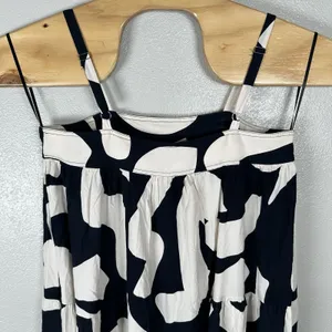 NEW Abel the Label Anthropologie‎ Navy Blue Cream Abstract Maxi Dress Small Boho thumbnail 5