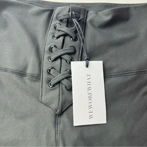 WeWoreWhat Lace Up High‎ Rise Biker Shorts Black Size Medium thumbnail 10